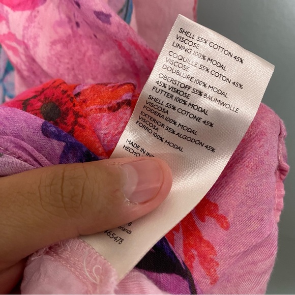 Anthropologie Alissa Tiered Floral Pink Maxi Dress Watercolor Medium Petite - Picture 5 of 10